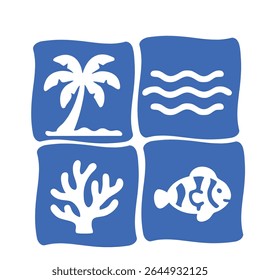 Design Aquático Tropical Quadrado Quatro