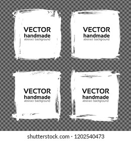 Four square  from white abstract textured smears set isolated on imitation transparent background