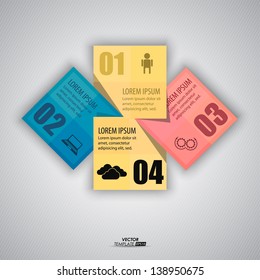 four squares for the data - a modern layout, can be used for numbered banners and other