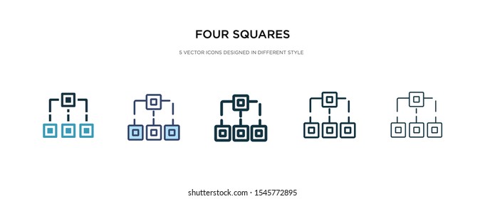 four squares icon in different style vector illustration. two colored and black four squares vector icons designed in filled, outline, line and stroke style can be used for web, mobile, ui