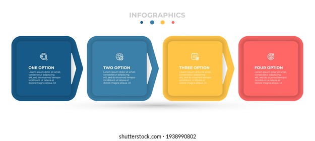  Four Squares infographic elements. Business concept with 4 options or steps. Vector template for presentation.