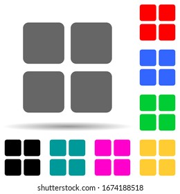 four squares multi color style icon. Simple thin line, outline vector of web icons for ui and ux, website or mobile application