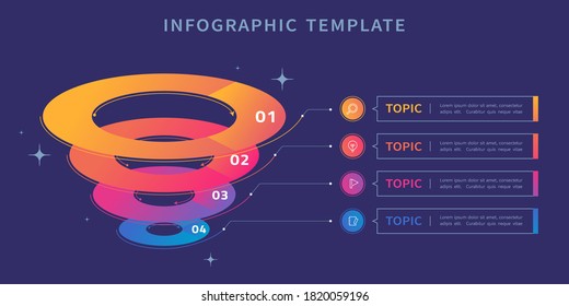 Four Stacked Circle Layers Infographic On Blue Background For Presentation And Business Use