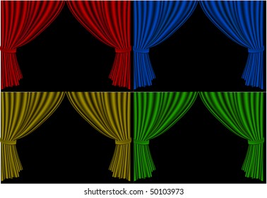 Four stage curtains in different colors