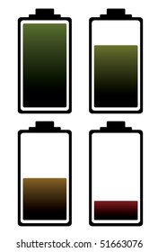 Vier Stufen der Batterieladung zeigen den linken Stromstand an