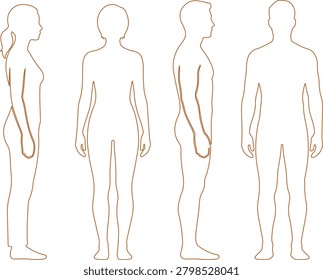 Four stages of simplified human silhouette progression