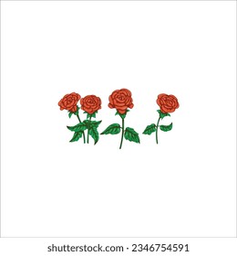 four stalks of red roses.
challenging red flowers. usually used for decoration. eps