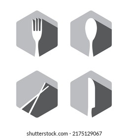 four standard cutlery icon vector