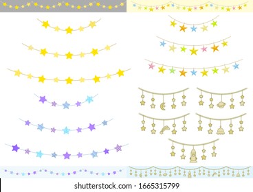 Four star garland sets.Vector illustration.