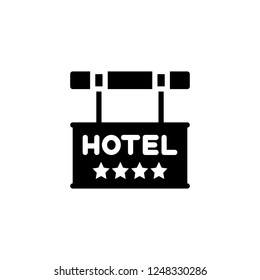 Four star hotel hanging sign board vector icon in solid/glyph style