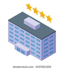 Four star hotel icon isometric vector. App locate. Phone mobile care