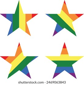 forma del corazón del orgullo de cuatro estrellas, forma del corazón del orgullo de cuatro estrellas Ilustración vectorial.