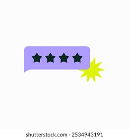 Four Star Rating Button in Flat Vector Illustration Symbolizing Customer Feedback, Reviews, and Satisfaction, Isolated on White Background