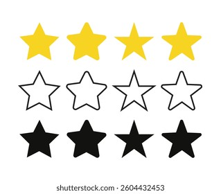 Four Star Rating in Flat Outline And Glyph