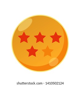 four star rating on orange glossy ball illustration vector