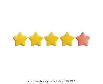 Icono de clasificación de cuatro estrellas Icono de representación 3d ilustración vectorial