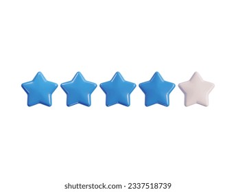 four star ratting icon 3d render vector illustration