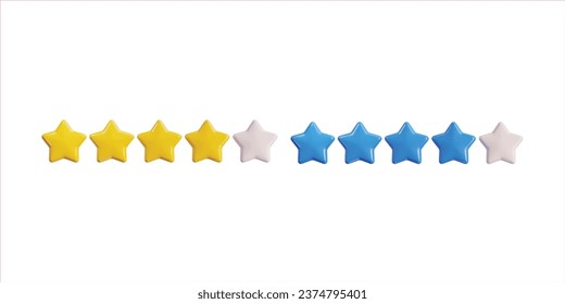 four star ratting icon set 3d render
