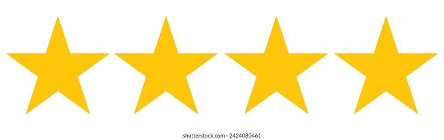 Four stars customer product rating review flat icon for apps and websites.  Vector illustration. Eps file 212.