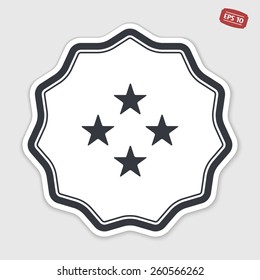 Four stars icon. Flat design style. Made vector illustration. Emblem or label with shadow.