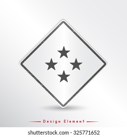 Four stars icon. Flat design style. Made vector illustration. Emblem or label with shadow.