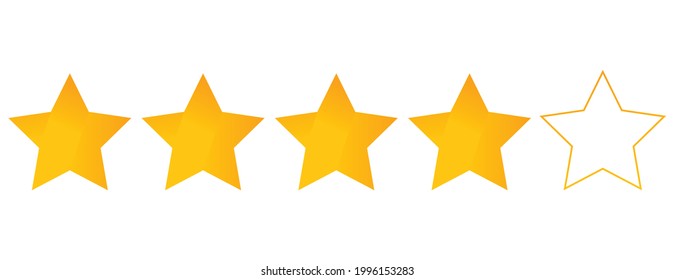 Four Stars Icon Vector. Customer Product Rating Review Flat Symbol.