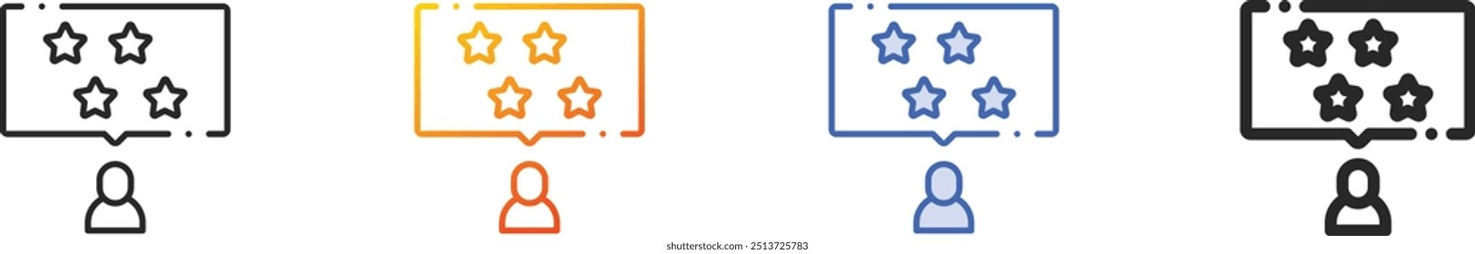 four stars icon.Thin Linear, Gradient, Blue Stroke and bold Style Design Isolated On White Background
