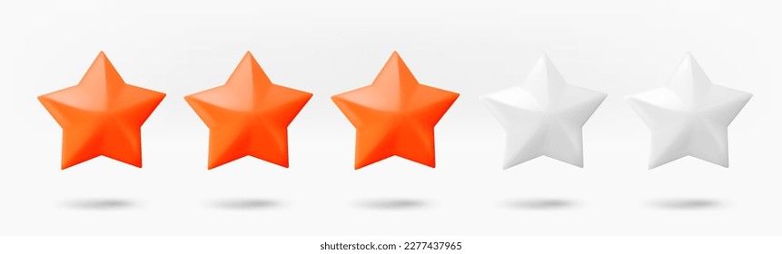 Four stars rating concept. 3d vector isolated on white background