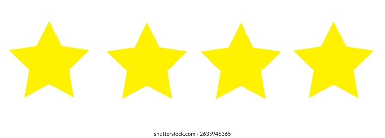 Four stars rating. Five stars customer product rating review. Yellow isolated four stars.4 stars rating review. Eps 10