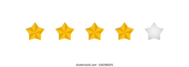 Four stars vector icon. Star rating, customer product review.