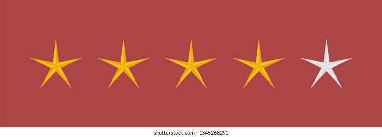 Four stars vector icon. Star rating, customer product review.