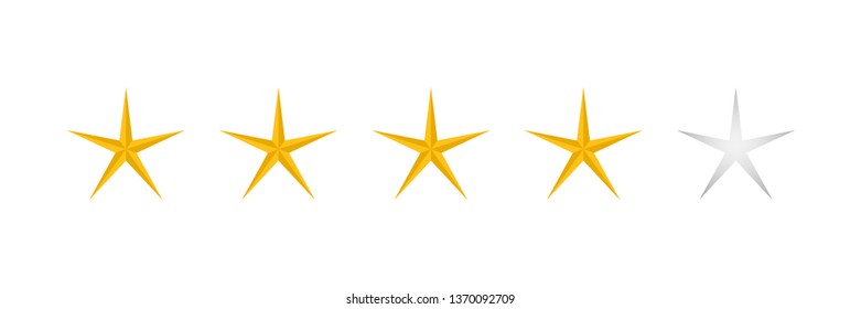 Four stars vector icon. Star rating, customer product review.