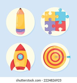 four start up set icons