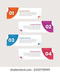 Four step business strategy presentation abstract infographic template design