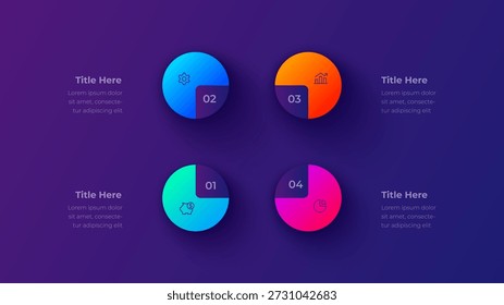 Four step circular infographic diagram for business process.