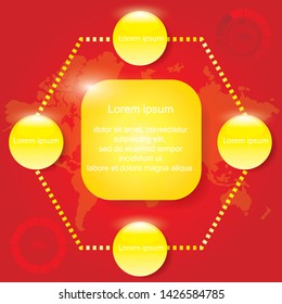 Four step cycle diagram with text box, Vector illustration