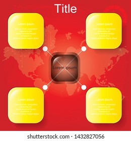 Four step cycle diagram with text box, Vector illustration.