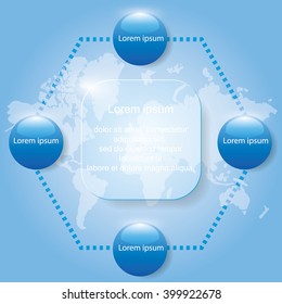 Four step cycle diagram with text box, Vector illustration