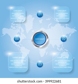Four step cycle diagram with text box, Vector illustration