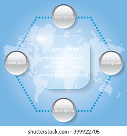Four step cycle diagram with text box, Vector illustration