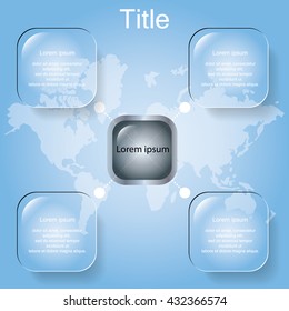 Four step cycle diagram with text box, Vector illustration.
