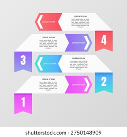 Four step infographic banner with gradient colors
