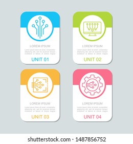 Four step infographic for computer technology connection concept