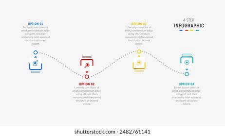 Four Step Infographic design element template for presentation. info graphic illustration. process diagram and presentations step,  banner, flow chart, 4 option template.