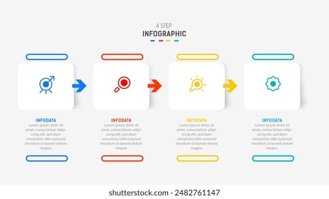 Four Step Infographic design element template for presentation. info graphic illustration. process diagram and presentations step,  banner, flow chart, 4 option template.