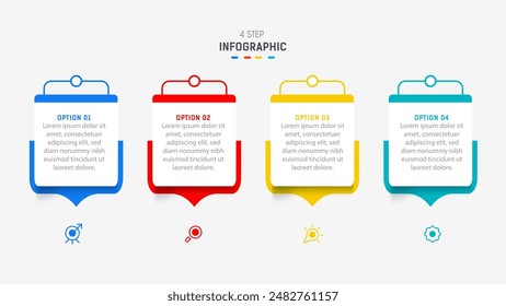 Four Step Infographic design element template for presentation. info graphic illustration. process diagram and presentations step,  banner, flow chart, 4 option template.