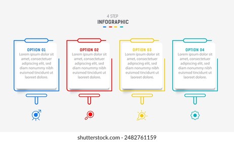 Four Step Infographic design element template for presentation. info graphic illustration. process diagram and presentations step,  banner, flow chart, 4 option template.