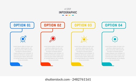 Four Step Infographic design element template for presentation. info graphic illustration. process diagram and presentations step,  banner, flow chart, 4 option template.