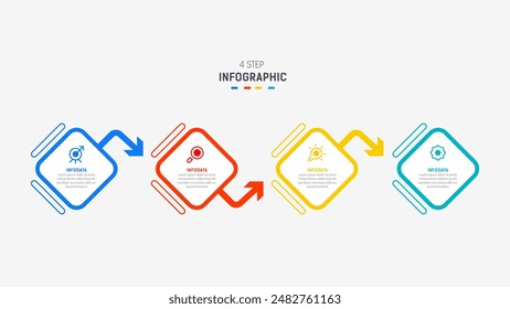 Four Step Infographic design element template for presentation. info graphic illustration. process diagram and presentations step,  banner, flow chart, 4 option template.