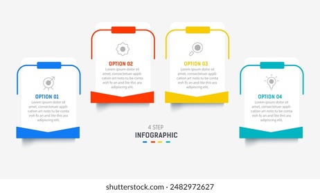 Four Step Infographic design element template for presentation. info graphic illustration. process diagram and presentations step,  banner, flow chart, 4 option template.